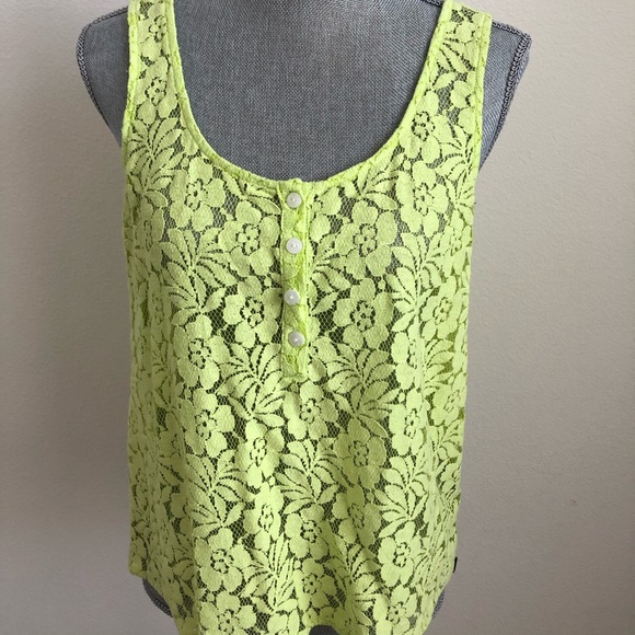 Volcom Tops - Volcom Chartreuse Lace Tank Top